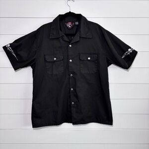 Dragonfly Clothing Co Button Down Shirt Skull Motorcycle Skull Button Size L‎